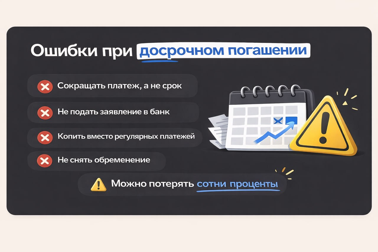 Ошибки при досрочном погашении